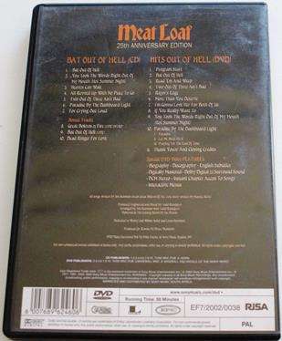 MEAT LOAF Bat Out of Hell 20th Anniversary Remastered DVD + Hits Out of Hell DVD