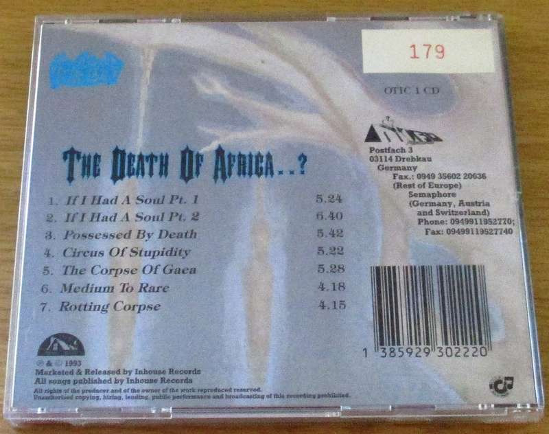 The DEATH OF AFRICA...? CD  [File Under D msr] #179 of 500 released