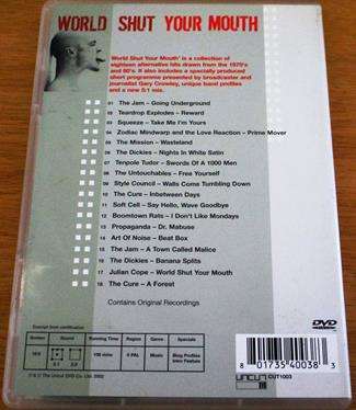 WORLD SHUT YOUR MOUTH 18 Alternative Videos DVD The Jam Mission Dickies The Cure Art of Noise
