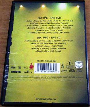 SARAH McLACHLAN Afterglow Live DVD