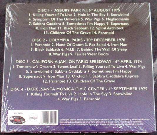BLACK SABBATH Masters of Reality 1970-'75 The Legendary Broadcasts 4xCD
