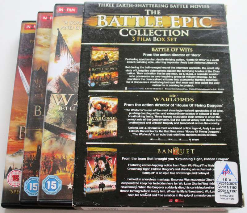 THE BATTLE EPIC COLLECTION 3 Film Box Set Battle of Wits/The Warlords/The Banquet DVD [Box Set shelf