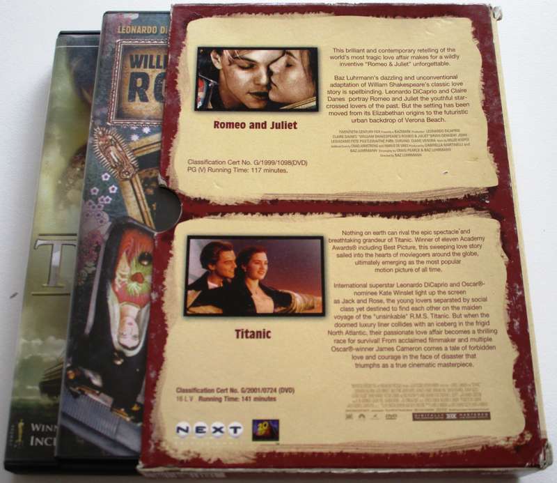 ROMEO + JULIET + TITANIC Leonardo DiCaprio 2xDVD Box Set [Box Set shelf]