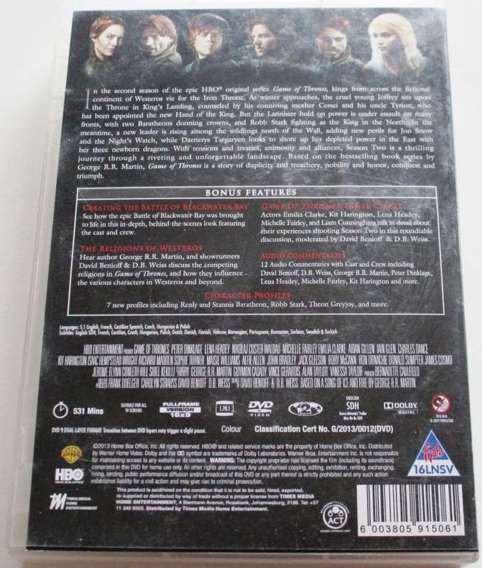 GAME OF THRONES The Complete Second Season DVD BOX SET [Box Set shelf]