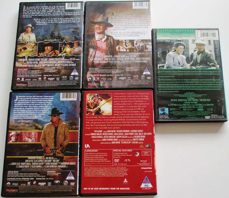 JOHN WAYNE Big Jake + Rio Lobo + The Quiet Man + The Alamo + True Grit 5xDVDs  [Box Set shelf]