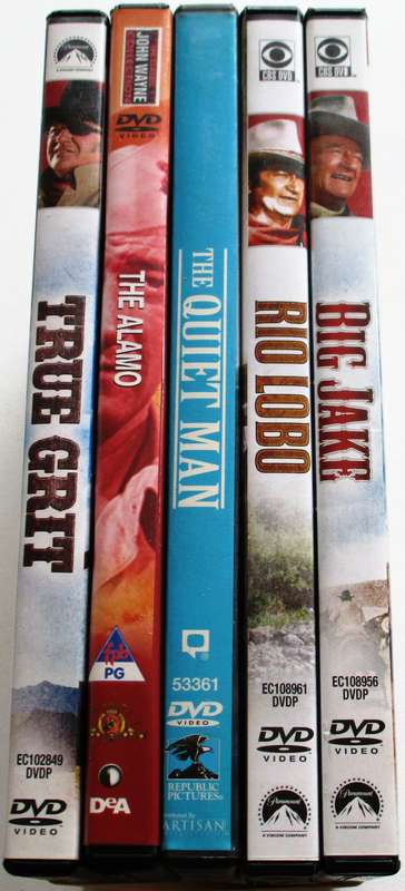 JOHN WAYNE Big Jake + Rio Lobo + The Quiet Man + The Alamo + True Grit 5xDVDs  [Box Set shelf]