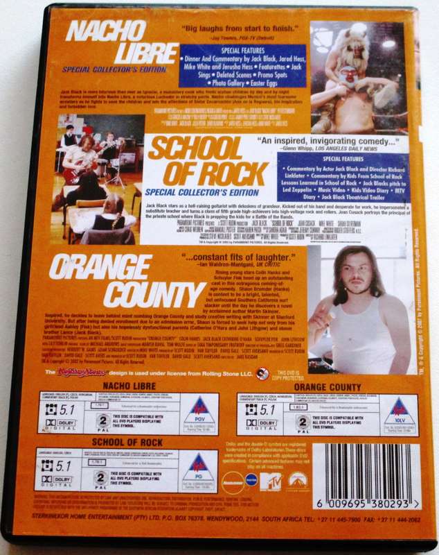 JACK BACK: Macho Libre + School of Rock + Orange County 3xDVD  [Box Set shelf]