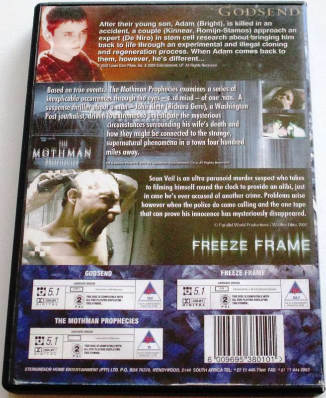 Breath Takers : GODSEND + THE MOTHMAN PROPHECIES + FREEZE FRAME 3xDVD  [Box Set shelf]