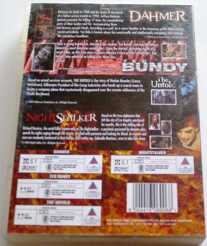 DAHMER + TED BUNDY + THE UNTOLD + NIGHT STALKER 4xDVD  [Box Set shelf]