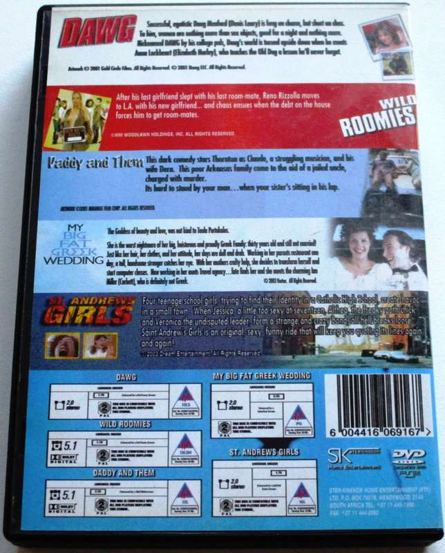 DAWG+WILD ROOMIES+MY BIG FAT GREEK WEDDING+ ST. ANDREWS GIRLS 4xDVD  [Box Set shelf]