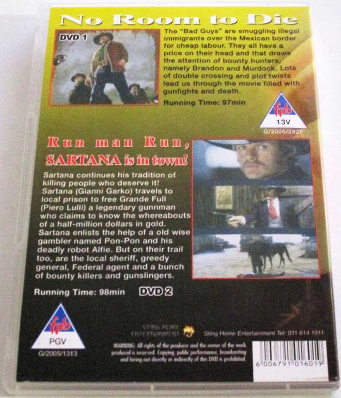 NO ROOM TO DIE Anthony Steffen William Berger Just one DVD [Box Set shelf]