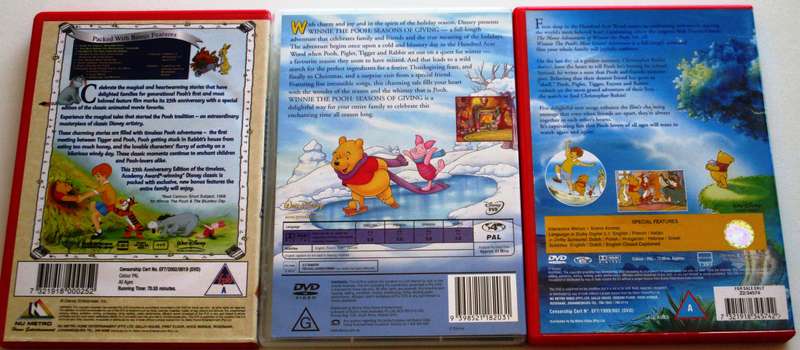 WINNIE THE POOH 3 Movies 3xDVD [Box Set shelf]