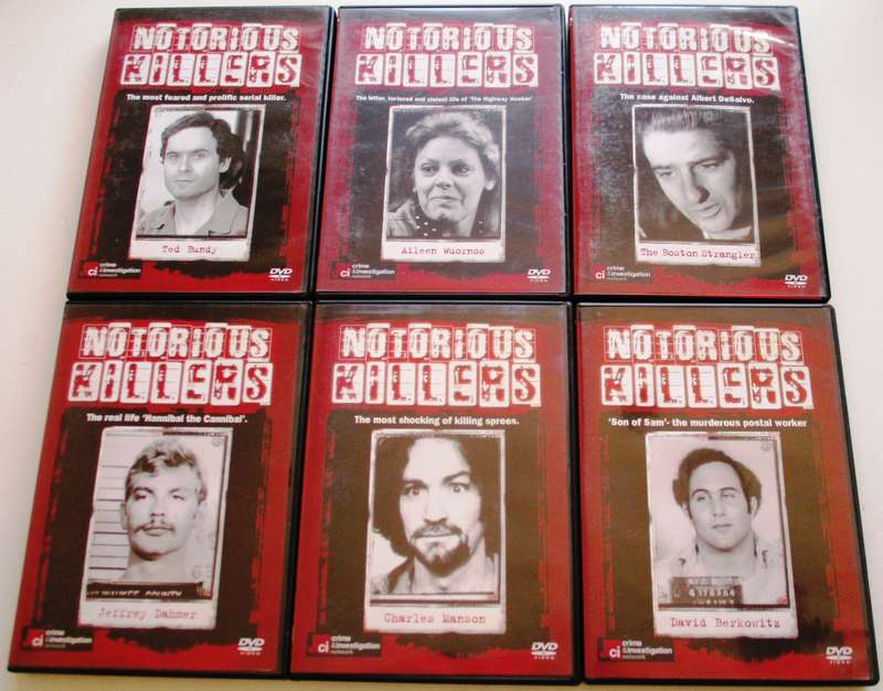 NOTORIOUS KILLERS Bundy + Dahmer + Manson + Boston Strangler + Wuornos etc 2xDVD [Box Set shelf]