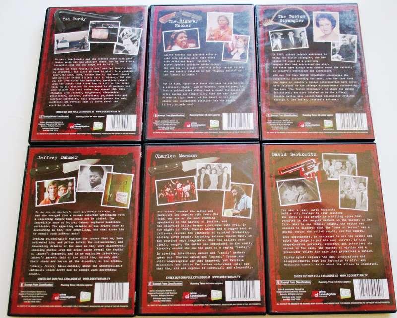 NOTORIOUS KILLERS Bundy + Dahmer + Manson + Boston Strangler + Wuornos etc 2xDVD [Box Set shelf]