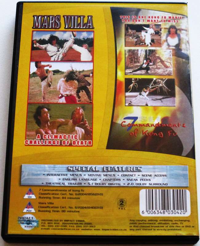 7 COMMANDMENTS OF KUNG FU + MARS VILLA DVD [Box Set shelf]