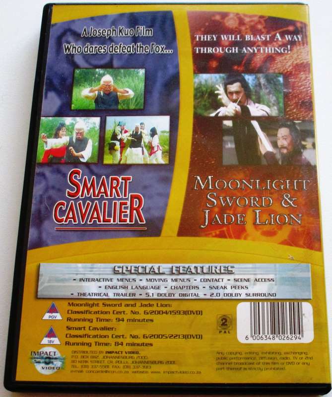 HOT MARTIAL ARTS 3: SMART CAVALIER + MOONLIGHTSWORD & JADE LION 2xDVD [Box Set shelf]