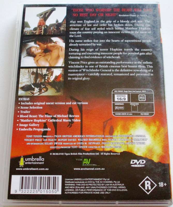 Umbrella HORROR: WITCHFINDER GENERAL Vincent Price DVD [Box Set shelf]