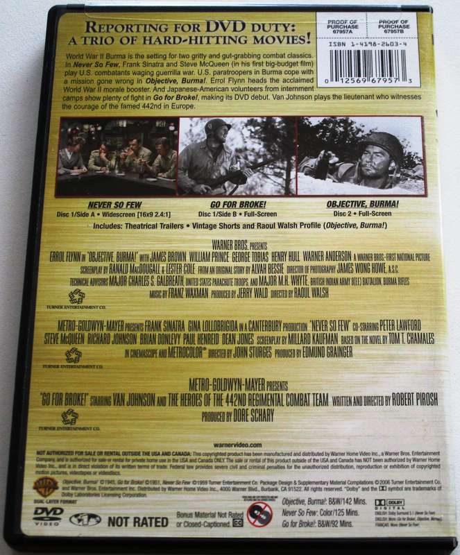 OBJECTIVE BURMA + NEVER SO FEW + GO FOR BROKE! DVD BOX SET [Box Set shelf]