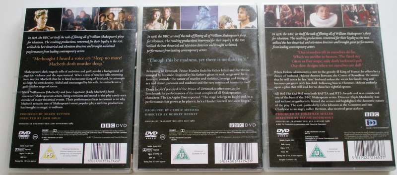 BBC HAMLET + MACBETH + ALL'S WELL THAT ENDS WELL 2xDVDs [Box Set shelf]