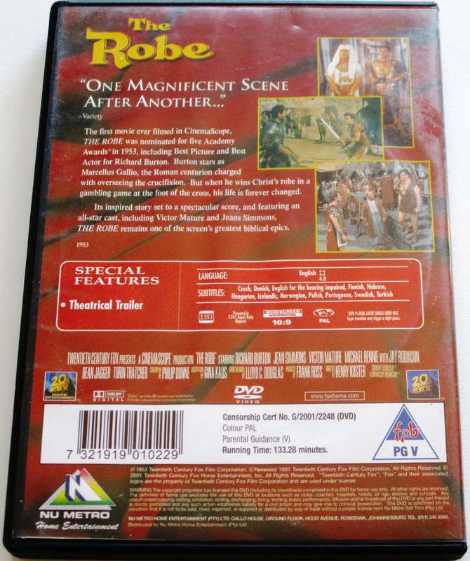 THE ROBE Richard Burton DVD [Box Set shelf]