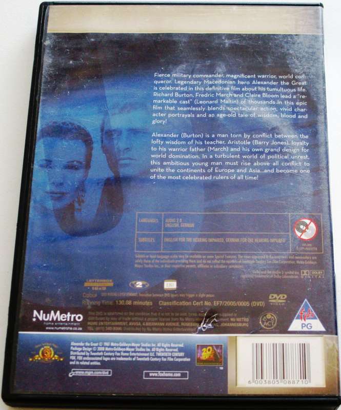ALEXANDER THE GREAT Richard Burton DVD [Box Set shelf]