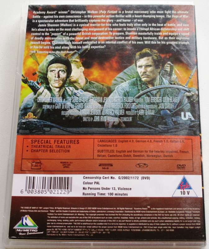 THE DOGS OF WAR DVD Christopher Walken [Box Set shelf]