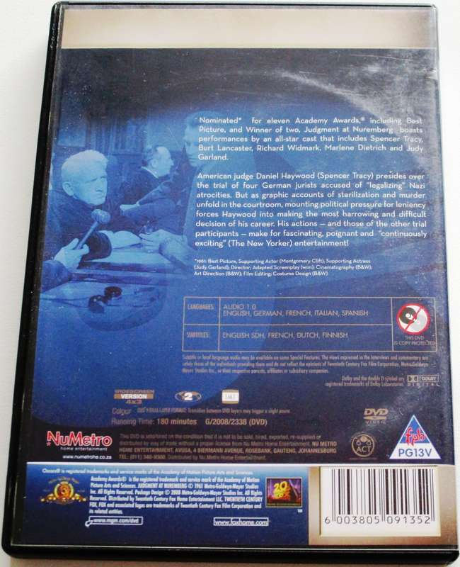 JUDGEMENT AT NUREMBERG DVD [Box Set shelf]