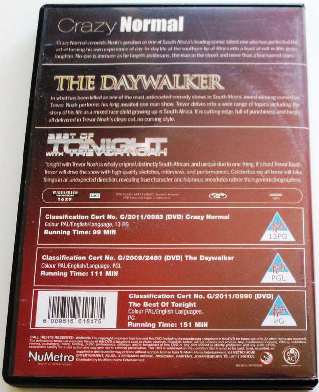 TREVOR NOAH Crazy Normal + The Daywalker + Best of Tonight  3xDVD  [SA Afrikaans shelf]