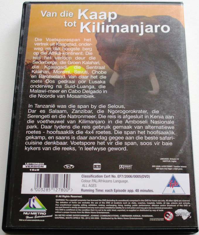 VOETSPORE 3 Van Kaap to Kilamanjaro 4xDVD [SA Afrikaans shelf]