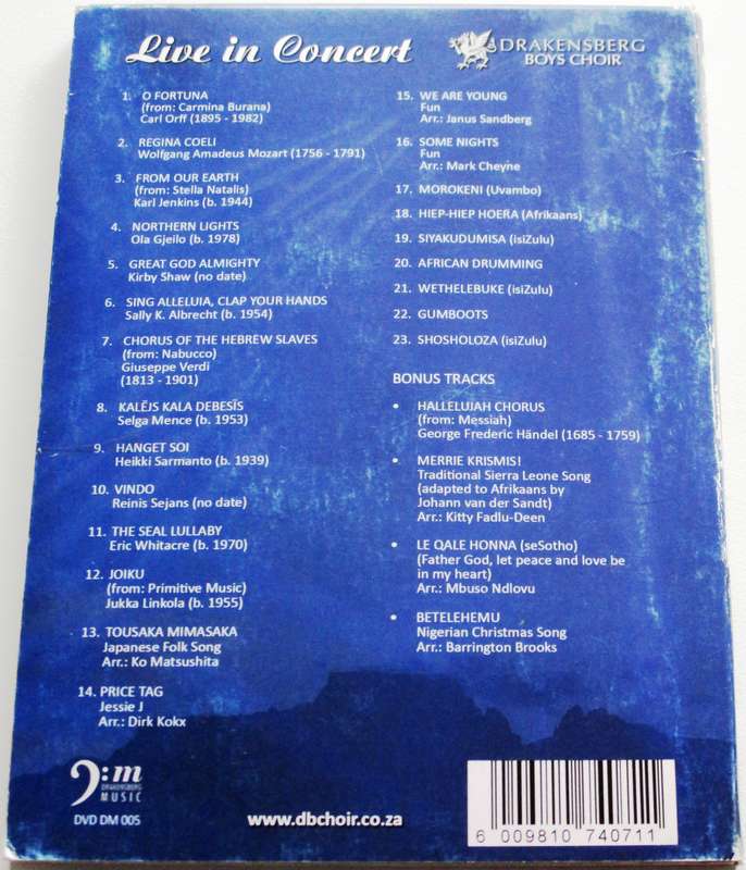 DRAKENSBERG BOYS CHOIR Live in Concert DVD [SA Afrikaans shelf]