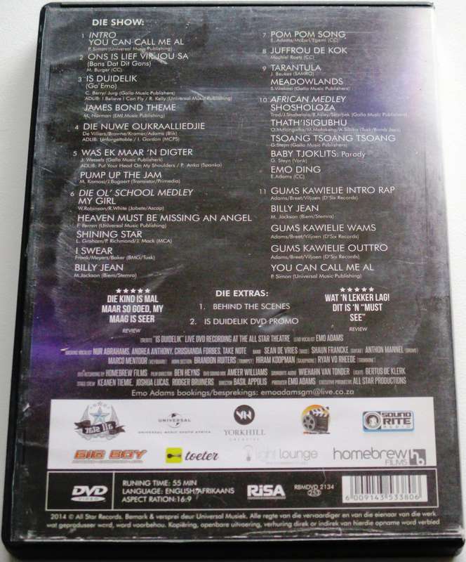 EMO ADAMS IS DUIDELIK DVD [SA Afrikaans shelf]