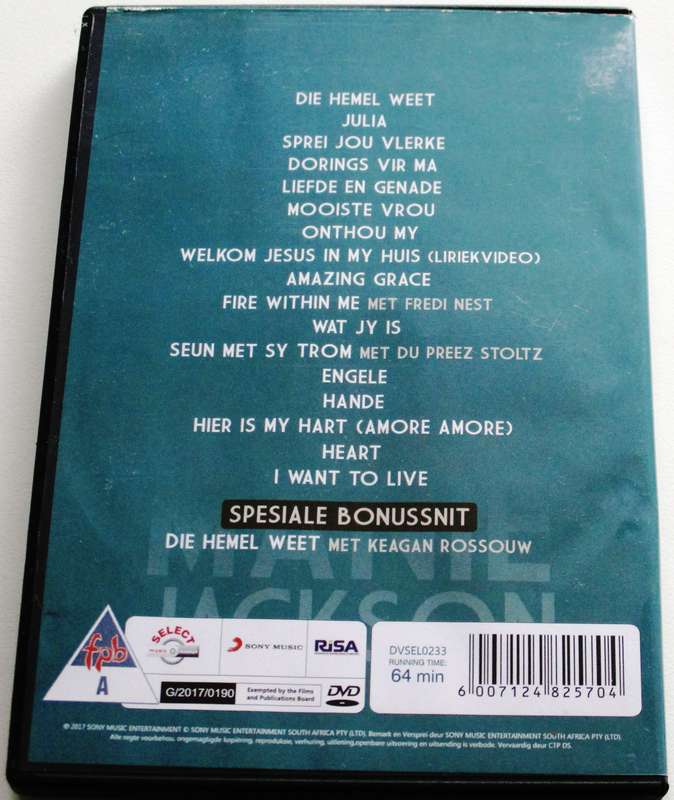 MANIE JACKSON Grootse Treffer Videos DVD [SA Afrikaans shelf]