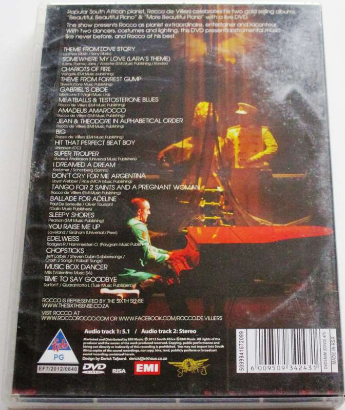 ROCCO DE VILLIERS Beautiful Piano DVD [SA Afrikaans shelf]