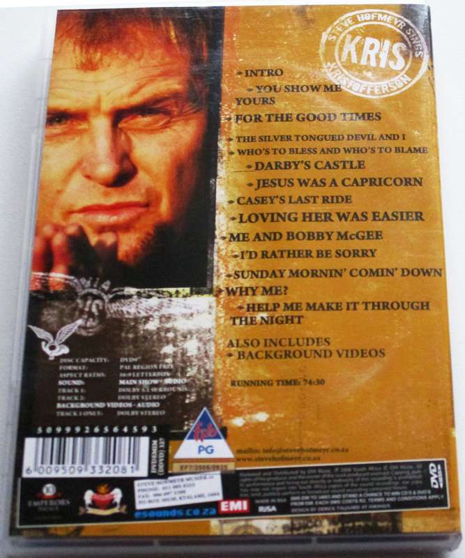 STEVE HOFMEYR Sings Kris Kristofferson DVD [SA Afrikaans shelf]