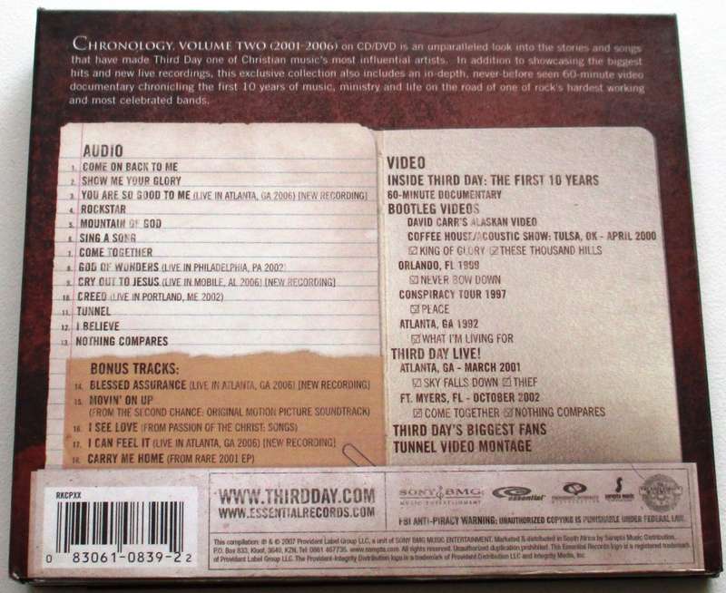 CHRISTIAN ROCK/METAL: THIRD DAY Chronology Volume Two 2001-2006 CD+DVD [BB SHELF C/R/M]