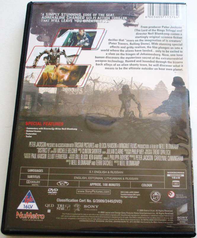 DISTRICT 9 DVD [SA Shelf] EX