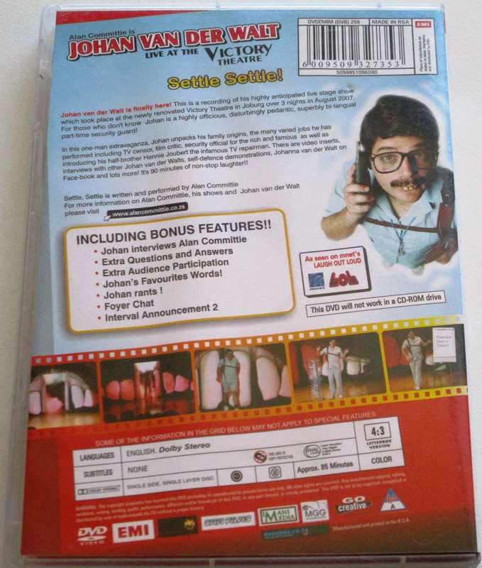 JOHAN VAN DER WALT Live at the Victory Theatre DVD [SA Shelf]