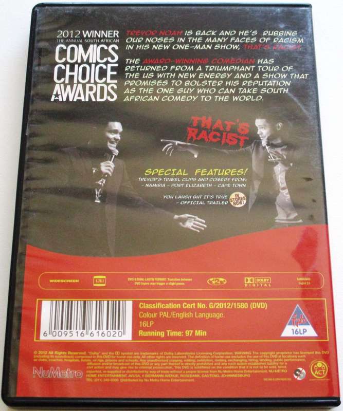 TREVOR NOAH That's Racist DVD [SA Shelf]