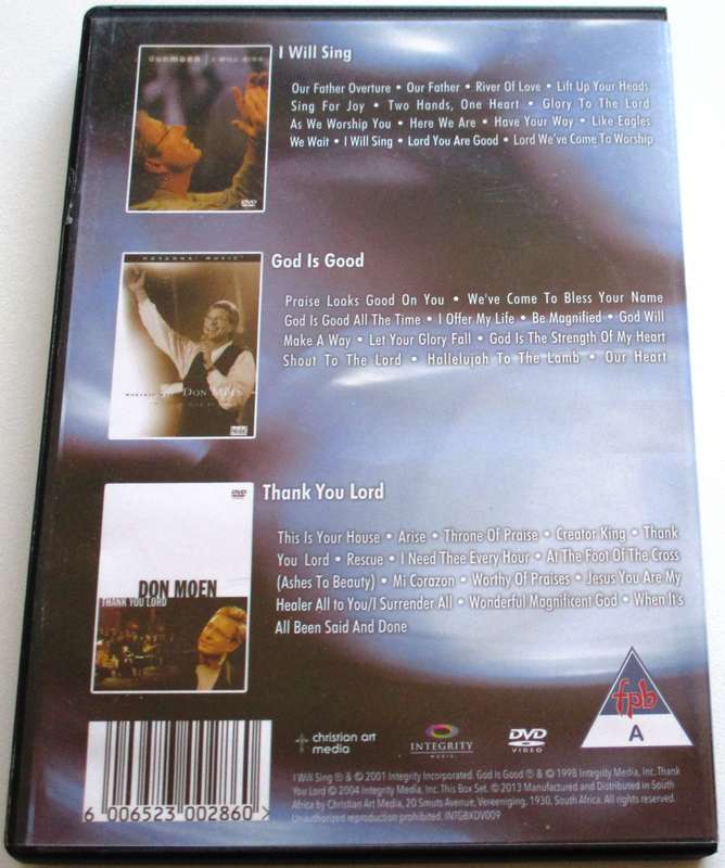 DON MOEN I Will Sing / God is Good / Thank you Lord DVD [SA Shelf]