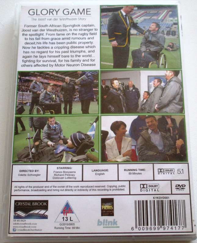 GLORY GAME The Joost van der Westhuizen Story DVD [SA Shelf]