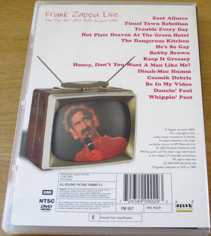 FRANK ZAPPA Does Humor Belong in Music? Live 1984 DVD