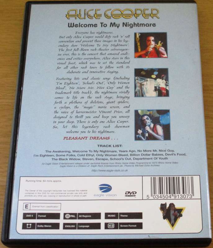 ALICE COOPER Welcome to my Nightmare DVD