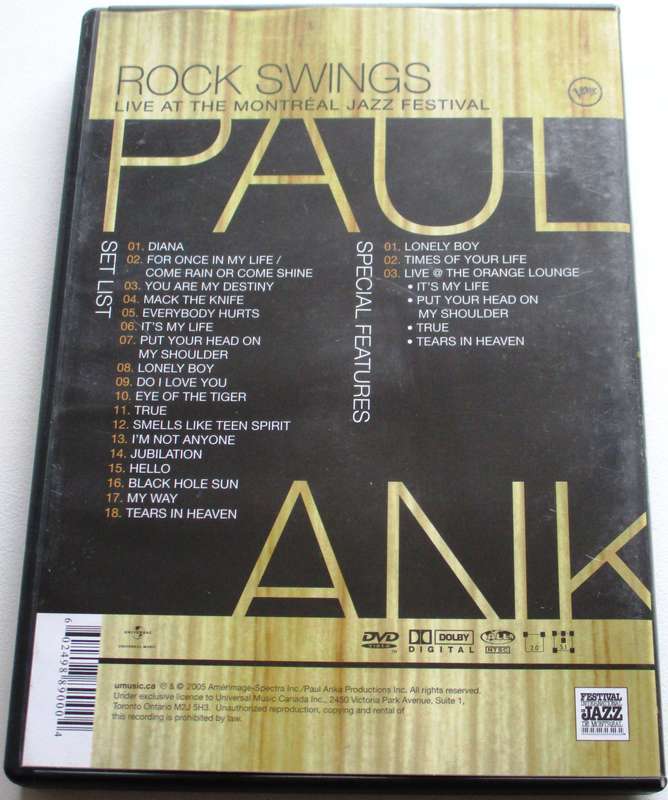 PAUL ANKA Rock Swings Live at the Montreal Jazz Festival DVD