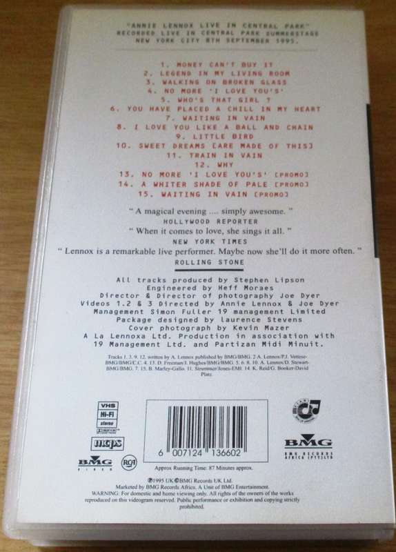 ANNIE LENNOX ... in the Park VHS Video Cassette