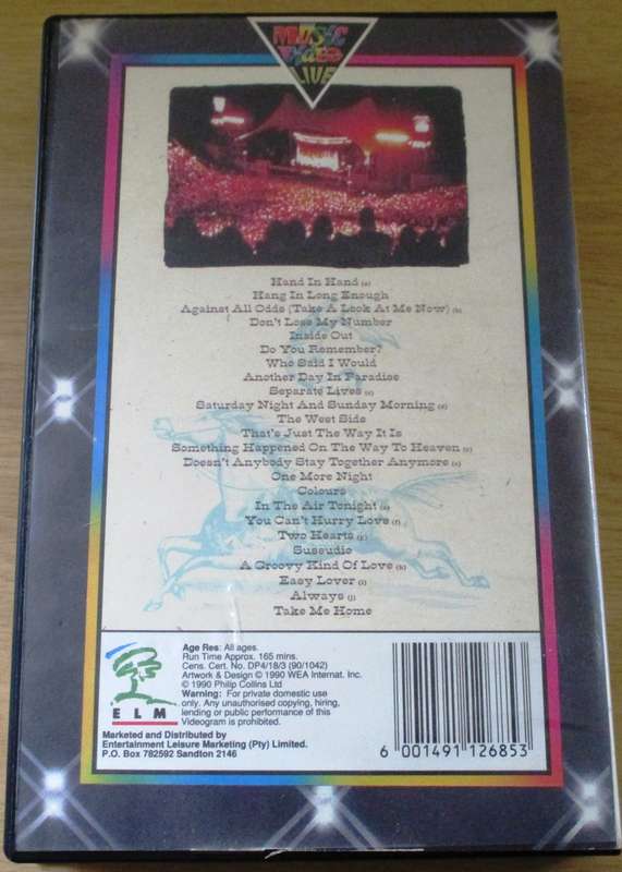 PHIL COLLINS Seriously Live VHS Video Cassette