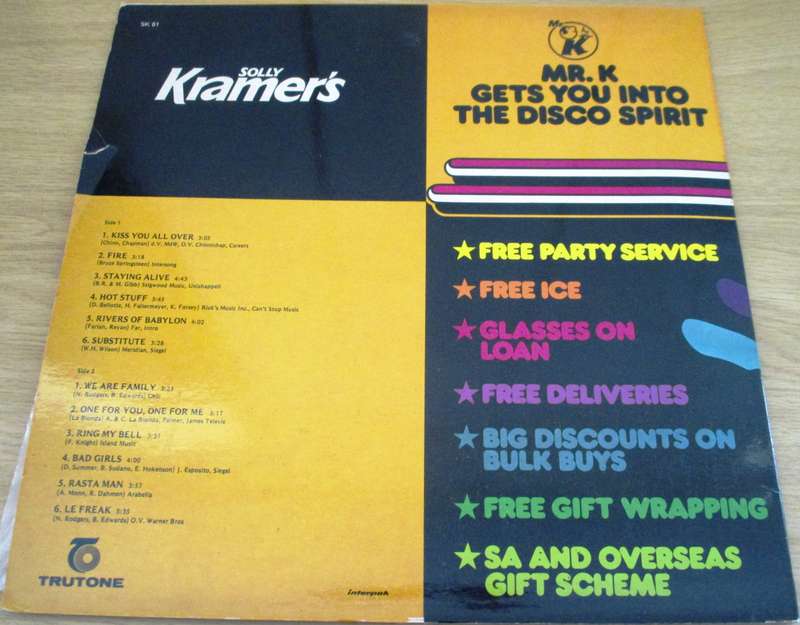 SOLLY KRAMER'S  Disco Groove Volume 1 South African Pressing LP Vinyl Record