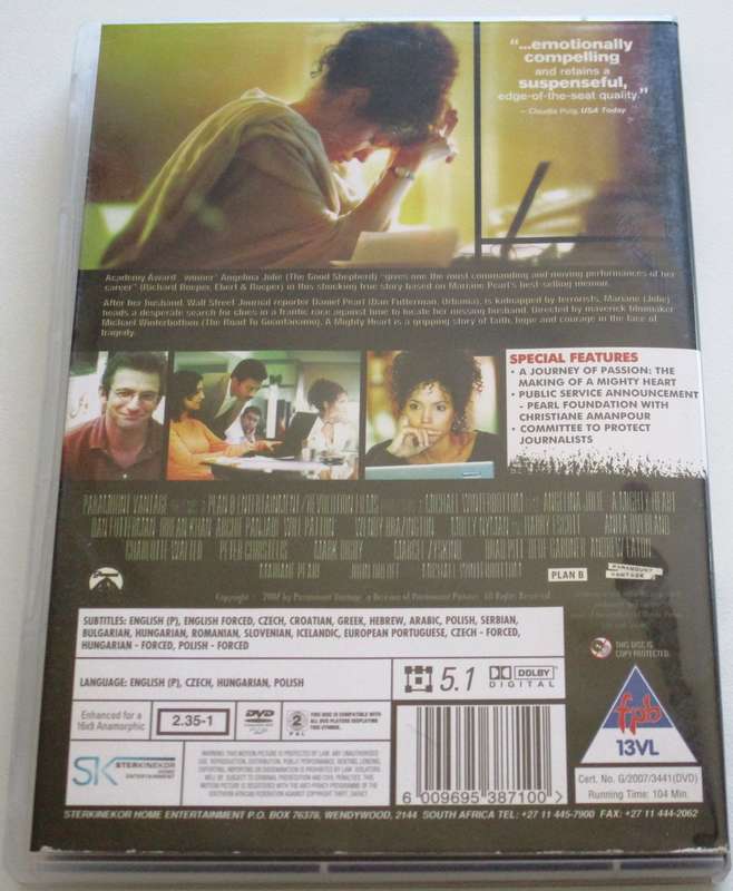 A MIGHTY HEART Angelina Jolie DVD [BBOX 7]
