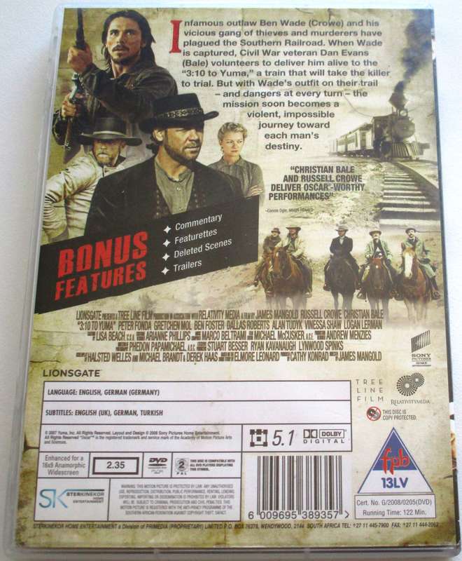 3:10 TO YUMA Russel Crowe Christian Bale DVD [BBOX 5]