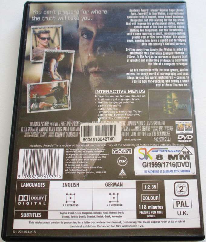8 mm Nicholas Cage DVD [BBOX 5]