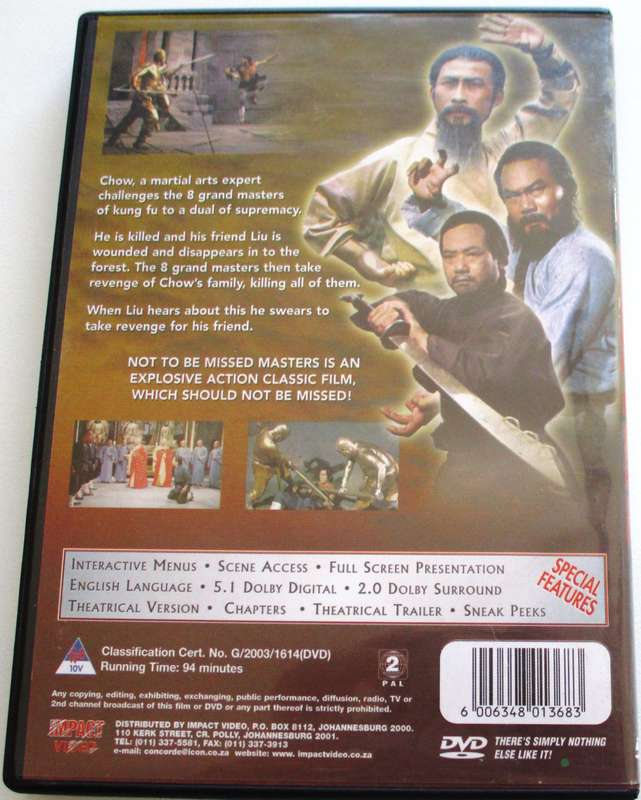 8 MASTERS Cater Wong Robert Lee DVD [BBOX 5]